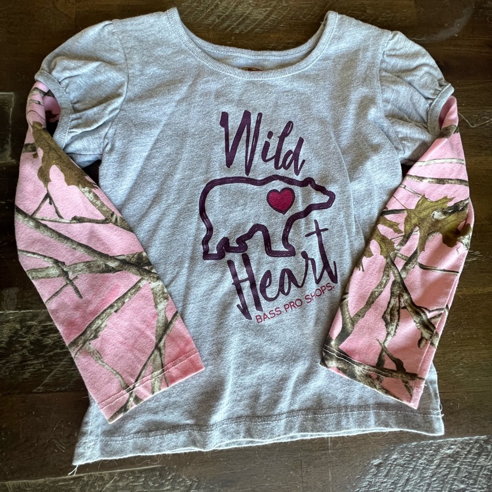 Bass Pro Outdoor Kids Wild at Heart Girls 4T Long Sleeve Shirt